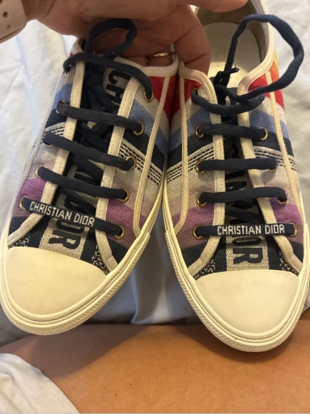 Christian Dior Canvas Rainbow Walk'N'Dior Sneakers 40 Multicolor Gucci Ladies - Picture 11 of 11
